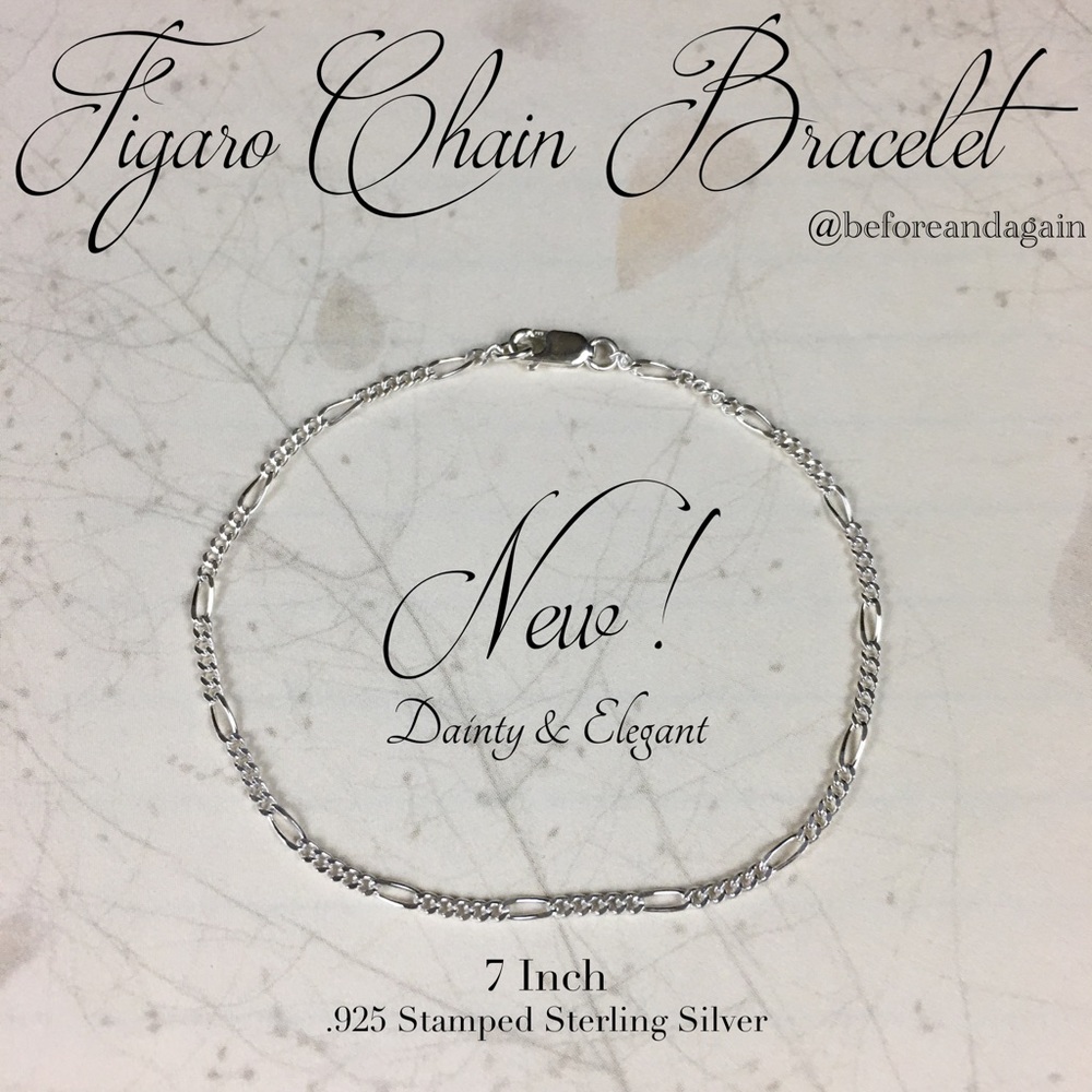 Figaro Bracelet/Anklet .925 Sterling Silver
